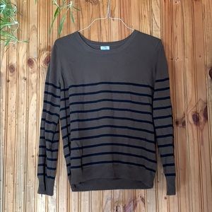 Tobi Olive green / black striped light sweater